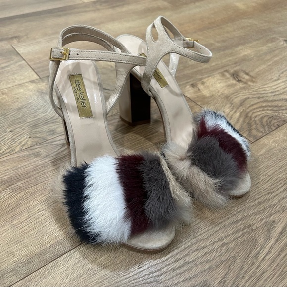 dee keller bone colored, fur strappy heel - Size 38 - Made in Italy - Picture 2 of 8